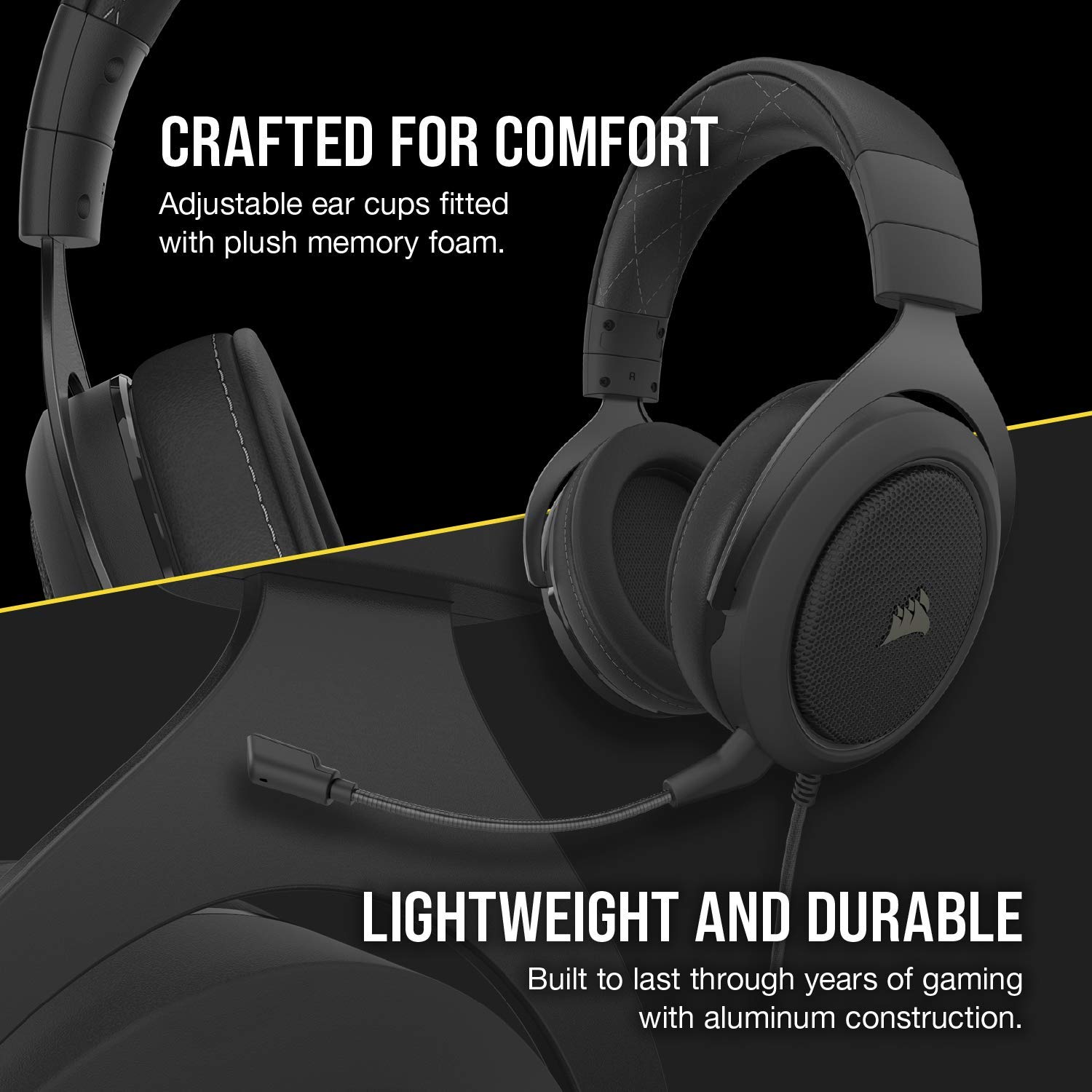 Corsair HS60 PRO - 7.1 Virtual Surround Sound Gaming Headset with USB DAC - Works with PC, Xbox Series X, Xbox Series S, Xbox One, PS5, PS4, and Nintendo Switch - Carbon (CA-9011213-NA)
