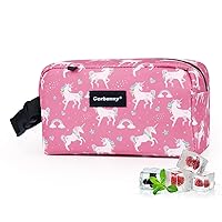 Cerbonny Small Insulated Cooler Bag (Pink Unicorn), 2.2L Meal Holder for Work, School, Travel, Picnic - Freezable Lunch Bag with Detachable Gel Packs, Fits Yogurt, Snacks, Breast Milk