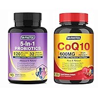 CoQ10 600 mg Softgels CoQ10 Supplement - Probiotics for Women & Men Digestive Health，Prebiotics and Probiotics for Gut Health