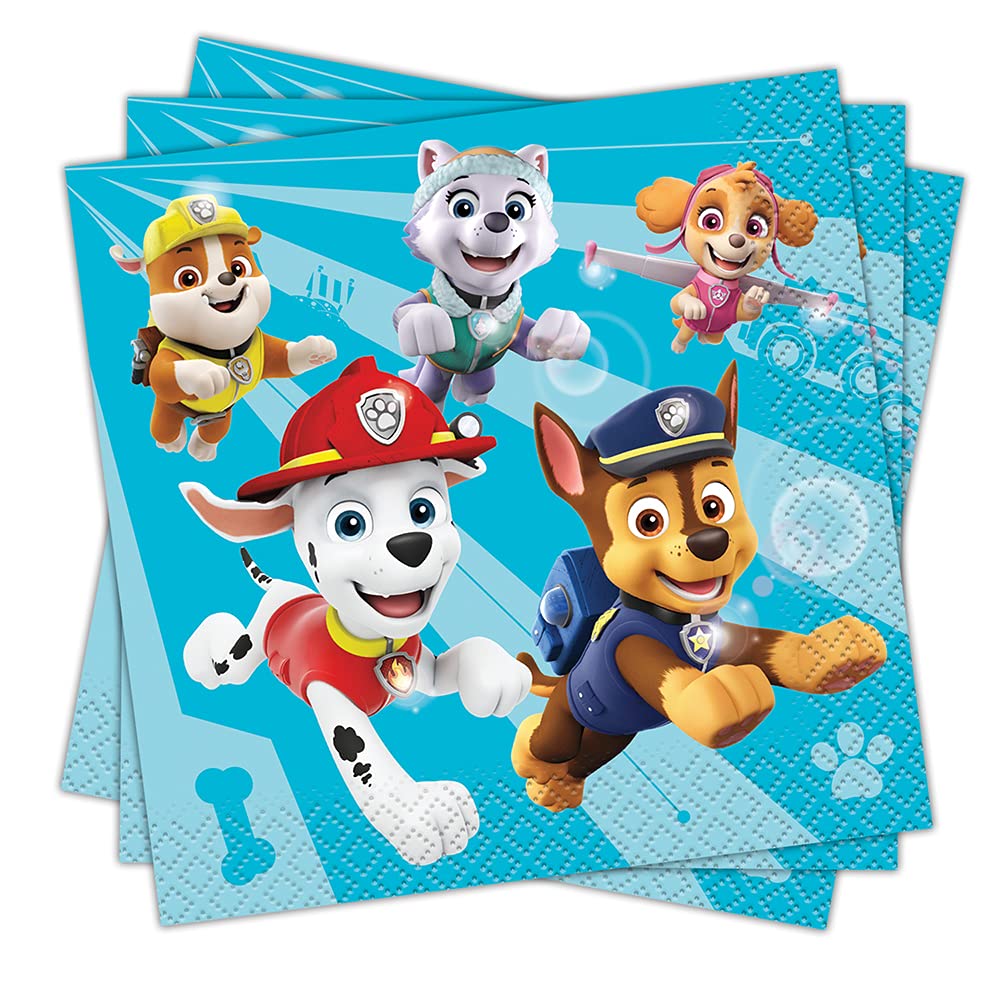 Paw Patrol Multicolor Beverage Napkins (Pack of 16) - Fun & Colorful Design, Perfect for Kids Birthdays & Celebrations