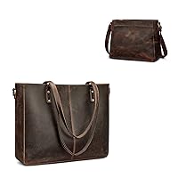 S-ZONE Women Genuine Leather Crossbody Tote Bag Shoulder Handbag Bundle with Crossbody Purse