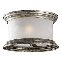 Design House 508366 Glen Dale Rustic 3-Light Indoor/Outdoor Ceiling Flush Mount Light Dimmable Frosted Seedy Glass for Entrance Porch Patio, Weathered Pewter