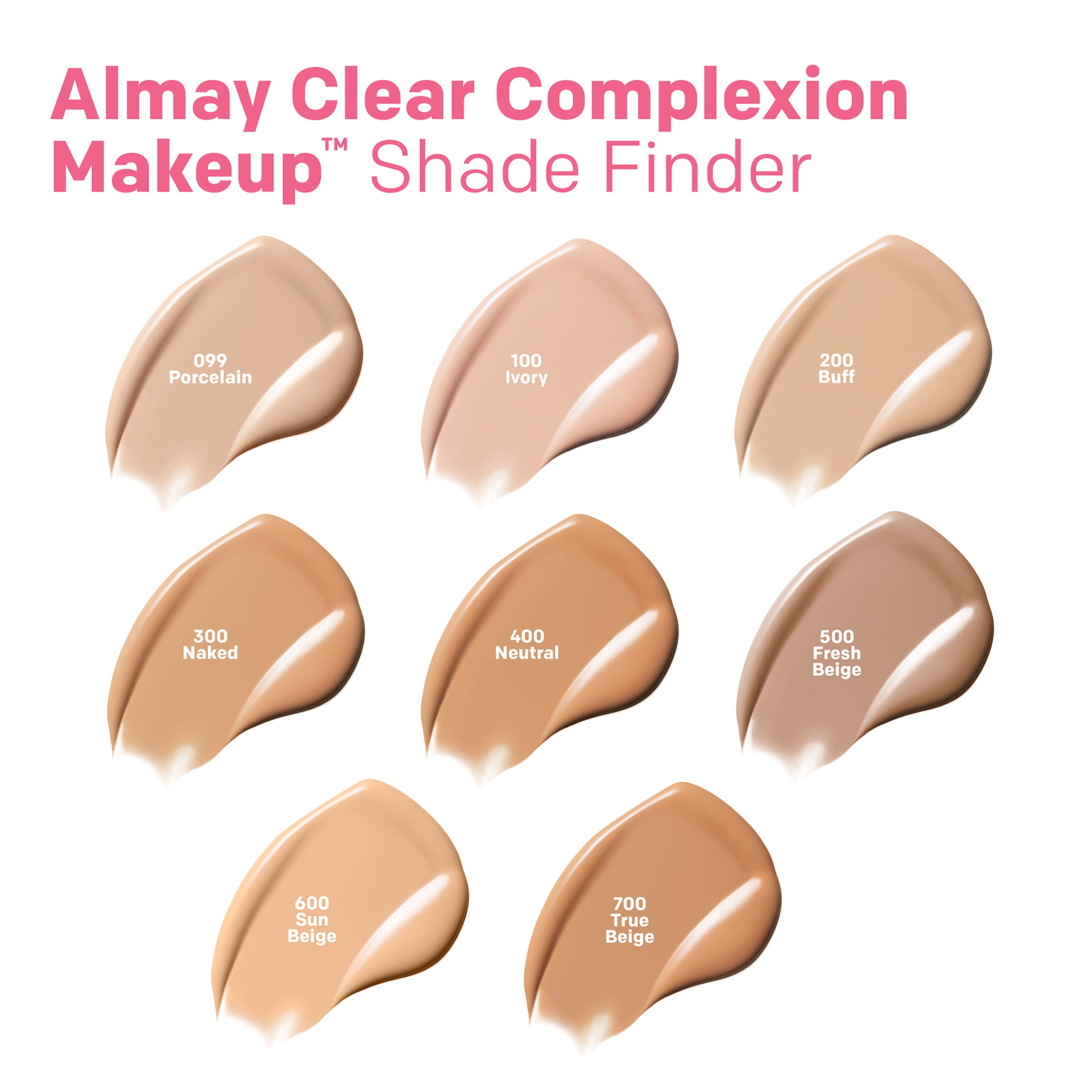 Almay Clear Complexion Acne Foundation Makeup with Salicylic Acid - Lightweight, Medium Coverage, Hypoallergenic-Fragrance Free, for Sensitive Skin , 100 Ivory, 1 fl oz.