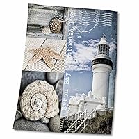 3dRose Mixed Media Collage of Byron Bay Lighthouse and Shells - Towels (twl-268259-2)