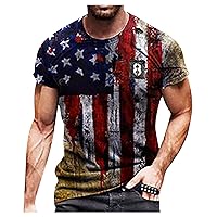 Mens American Flag Shirt Shirt Casual 3D Printed Tops Round Neck Short Sleeve Comfort Men Vest