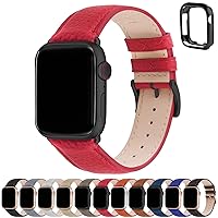 Fullmosa Leather Bands Compatible Apple Watch Band 38mm 40mm 41mm 42mm 44mm 45mm 49mm, Dressy Chic iWatch Strap with Case for iWatch Series 9 8 7 6 5 4 3 2 1 SE Ultra 2 1 for Women