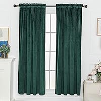 FY FIBER HOUSE Luxury Velvet Blackout Vintage Curtains Thermal Insulated Rod Pocket Drapes for Bedroom Living Room Office Nursery 52x84 Inch 1 Pair Dark Green