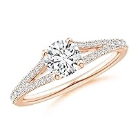 Classic 0.77Ctw Created Diamond Round Cut Split Shank Solitaire Engagement Wedding Bridal Ring 925 Sterling Sliver