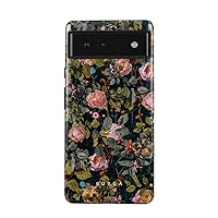 BURGA Phone Case Compatible with Google Pixel 6 - Hybrid 2-Layer Hard Shell + Silicone Protective Case -Cherries Blossom Floral Print Vintage Flowers Peony - Scratch-Resistant Shockproof Cover