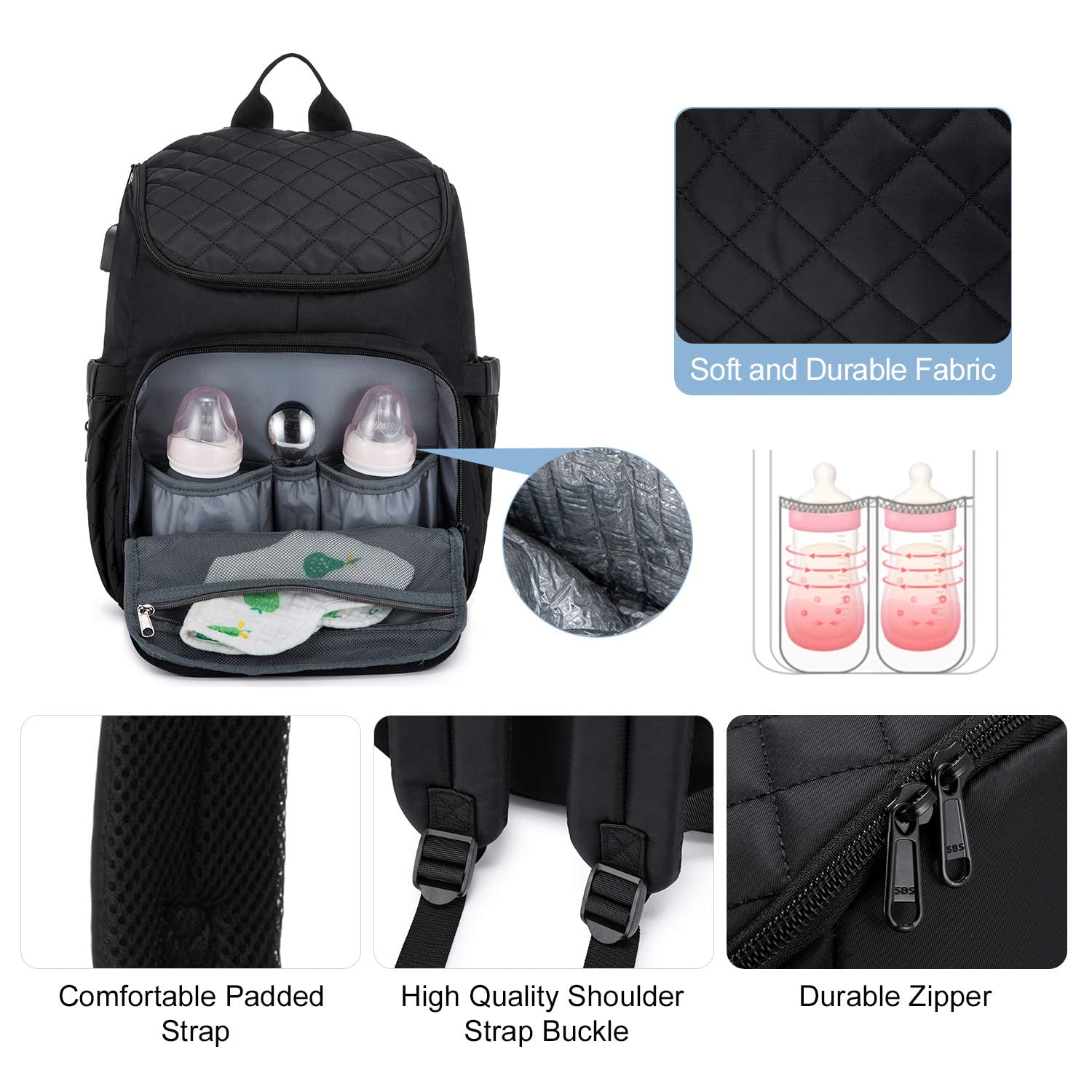 LOVEVOOK Diaper Bag Backpack, Multifunction Travel BackPack with Waterproof Portable Changing Pad, Unisex and Stylish