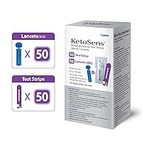 KetoSens Blood Ketone Test Strips and Lancets - Ideal for The Keto Diet and Ketosis Monitoring - Includes 50 Test Strips & 50 Lancets…