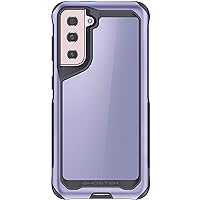Ghostek ATOMIC slim Galaxy S21 5G Case with Protective Aluminum Metal Bumper and Clear Back Design Heavy Duty Shock-Absorbent Protection Designed for 2021 Samsung Galaxy S21 (6.2inch) (Phantom Violet)