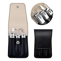 Nail Clipper Set, 6 Pcs Toenail Clippers, Stainless Steel Fingernail Clipper, and PU Leather Manicure Set, Gift Ideas (Black)