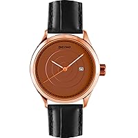 PICONO Phase Concentric Time and Date Water Resistant Analog Quartz Watch - No. 7905 (Rose Gold/Brown)