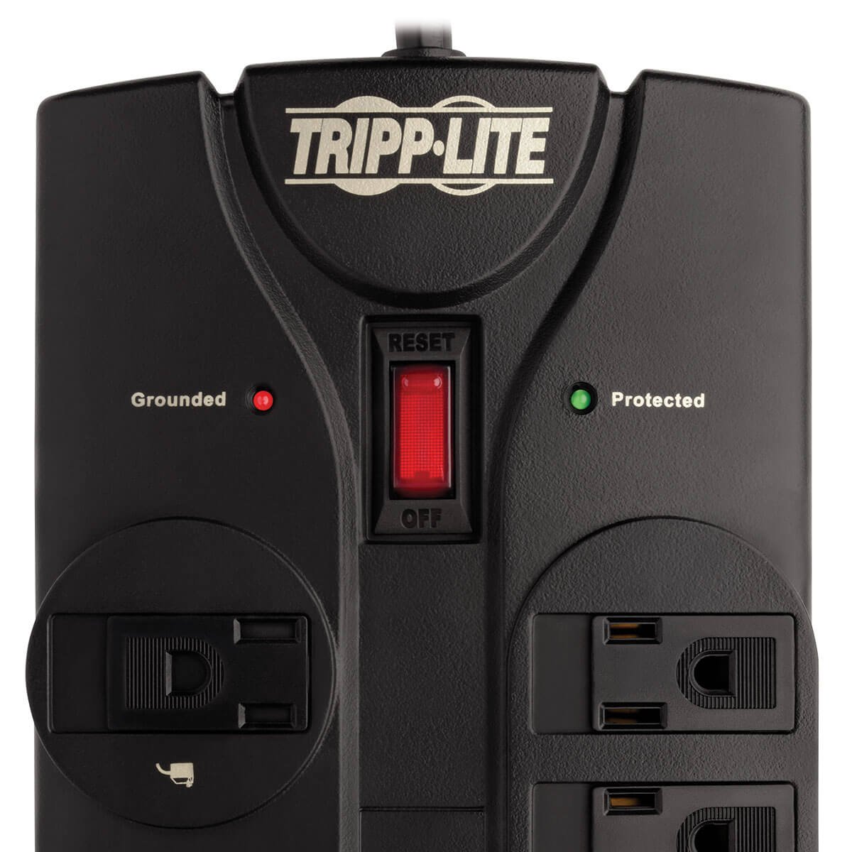 Tripp Lite 12 Outlet Surge Protector Power Strip, 8ft Cord, Right-Angle Plug, Tel/Modem/Coax/Ethernet Protection, RJ11, RJ45, & $250,000 INSURANCE (TLP1208SAT) Black