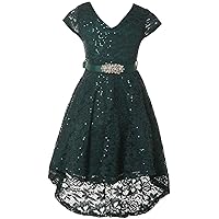 Girl Special Occasion Dress Sequin Hi Lo for Formal Casual Party Holiday