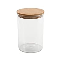 Kitchen Details Round Glass Jar | 1 Liter | Bamboo Airtight Seal Lid | Wide Mouth | Food Storage Canister | Tea or Coffee | Spices | Flour | Sugar | Clear