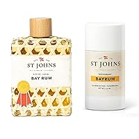 St. John Bay Rum Aluminum Free Deodorant with Aftershave and Cologne | Made with Bay Leaves from The Virgin Islands | Bay Leaf After Shave Fragrance for Men | (8 oz Splash Bottle)
