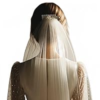 Elegant Bachelorette Party Veil for Bride-to-Be - Short, Clip-in Bridal Shower Veil, 13x10 Inches - Ideal for Costume and Party Use White
