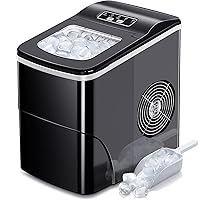 Ice Makers Countertop with Self-Cleaning, 26.5lbs/24hrs, 9 Cubes Ready in 6~8Mins, Portable Ice Machine with 2 Sizes Bullet Ice/Ice Scoop/Basket for Home/Kitchen/Office/Bar/Party, Black