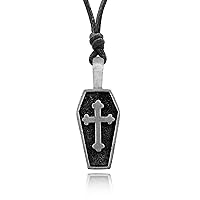 Christian Cross Casket Tomb Silver Pewter Gold Brass Necklace Pendant Jewelry
