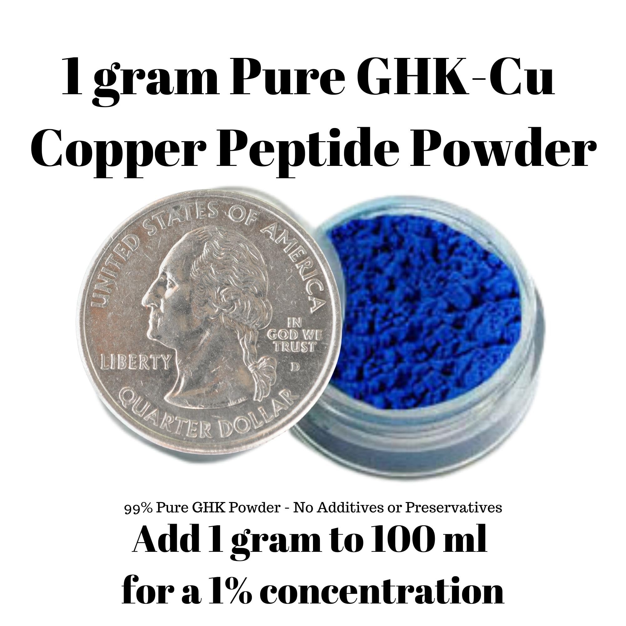 Skin Perfection GHK Copper Peptide DIY Powder for Skincare and Hair Treatment 1 Gram Jar