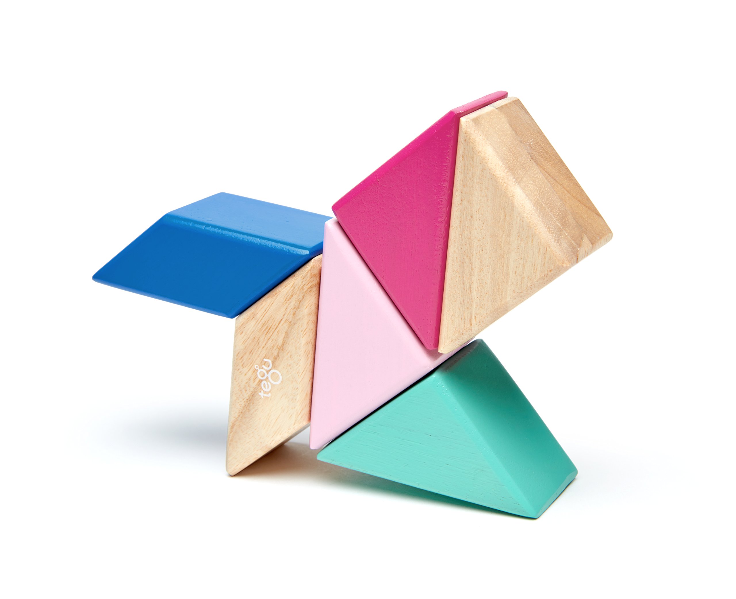 6 Piece Tegu Pocket Pouch Prism Magnetic Wooden Block Set, Blossom