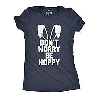 Womens Don't Worry Be Hoppy Tshirt Funny Easter Bunny Tee