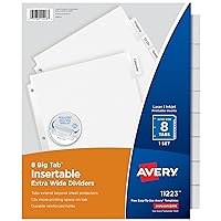 Avery 11223 Insertable Big Tab Dividers, 8-Tab, 11 1/8 x 9 1/4
