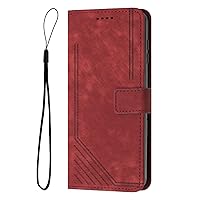 ONNAT-Magnetic Flip Purse Case for iPhone 15/15 Plus/15 Pro/15 Pro Max Embossed Texture PU Leather Cover Shell TPU Shockproof with Card Slots and Kickstand (Red,15)