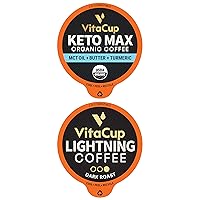 VitaCup Keto Max & Lightning Coffee Pods 34 ct Bundle Vitamin infused Recyclable Single Serve Pods Compatible with K-Cup Brewers Including Keurig 2.0