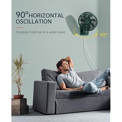 Oscillating Wall Mount Small Fan with Remote Control and Timer, 8.5Inch, 4  Speeds, Included Adapter, 120° Adjustable Tilt, High Velocity, 70Inch Cord