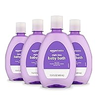 Amazon Basics Hypoallergenic Tear-Free Night-Time Baby Calming Bath, 13.6 Fl Oz (Pack of 4), (Previously Solimo)