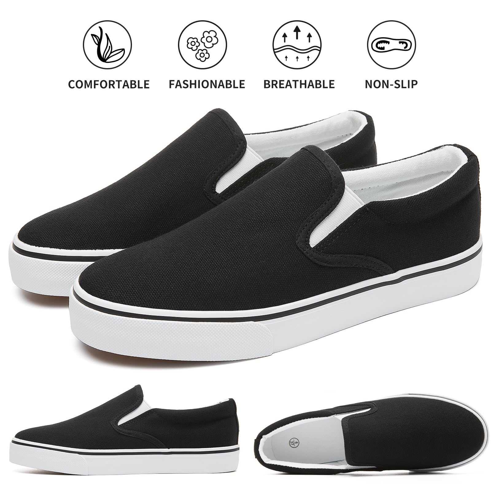Women's Slip on Sneakers Womens Canvas Slip on Shoes Fashion Canvas Sneakers for Women Non Slip Loafers Casual Shoes