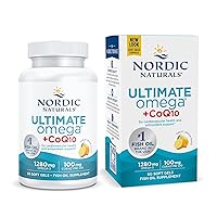 Ultimate Omega + CoQ10, Lemon - 60 Soft Gels - 1280 mg Omega-3 + 100 mg CoQ10 - Heart Health, Cellular Energy, Antioxidant Support - Non-GMO - 30 Servings