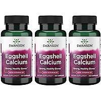 Swanson Eggshell Calcium with Vitamin D-3 60 Capsules 3 Pack
