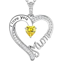 Mothers Day Jewellery Gifts I Love You Mum Necklace March Birthstones Jewellery Aquamarine Necklace and More Stones Jewellery for Mum Birthday Gifts Sterling Silver Mothering Sunday