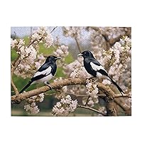 Magpie Bird Wooden Jigsaw Puzzle 500 Piece Surprise for Family Home Decor Art Puzzle,Unique Birthday Present Suitable for Teenagers and Adults for Kid,20.4 X 15 Inch