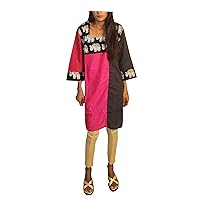 Women's Long Kurti Indian Animal Print Pink Color Cotton Top Tunic Dress Casual Girl's Frock Suit Plus Size