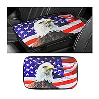 American Flag Center Console Pad, Auto Armrest Seat Box Cover for Women Men, Polyester Universal Cushion Protector Pad, Patriotic Car Interior Protection Accessories for Most Vehicle (Style F)