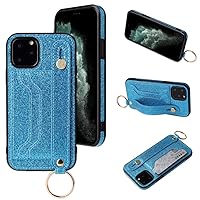 Wrist Strap Case for iPhone 12 11 Pro Max Leather Card Back Cover for iPhone XR XS X SE 2020 8 7 6 6S Plus Fundas,Blue,for Samsung Note 10 Plus