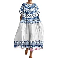 Oversized Dress for Women, Women's Summer Dresses Short Sleeved Loose Hem Pocket 2024, S XXXL