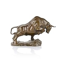 Charging Bull - Handcrafted Pure Copper Wall Street Bull Statue for Collectable Table Decor and Business Gift, FengShui Bronze Bull Statue(Medium L10, Coffee)