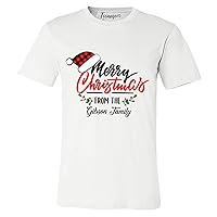 Merry Christmas Shirt Buffalo Plaid Santa Hat Xmas Women T-Shirt