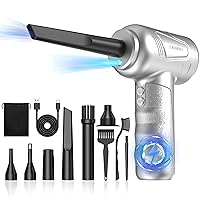 Compressed Air Duster 4.0,Cordless Air Blower,Electric Air Duster for Cleaning Keyboard&PC,Air Cleaning Kit, 3 Speed Duster Cleaner with LED-Light-no Canned air dusters-car Dusters (Silver)