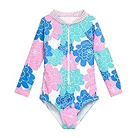 Swimsuit for Girls Baby and Toddler Girls Swimsuit Rash Guard Long Sleeve 1 Piece Zipper Bathing Suits