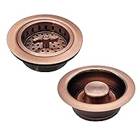 Westbrass D2155-11 Wing Nut Style Large Kitchen Basket Strainer with Waste Disposal Flange and Stopper, Antique Copper