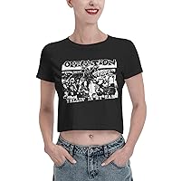 Leak Navel T Shirt Operation-Ivy Womens Crop Tee Summer Fashion Short Sleeves Shirts Black