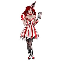 Women's Sinister Circus Clown Costume, Red Scary Clown Hallowen Costume, Scary Clown Dress