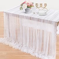 LuoluoHouse White Pearl Table Cloth: Wedding Table Runner Decor 10ft Tulle Fabric for Bridal Shower Wedding Arch Veil Lace Table Runner Decor 60x120 Inch